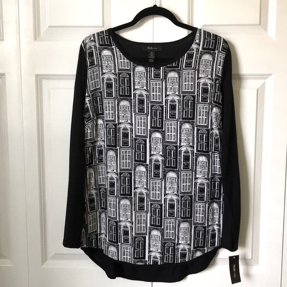 STYLE & CO GRAPHIC PRINT LONG SLEEVED TUNIC - Picture 1 of 5